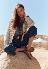 Buffalo David Bitton Amaranth Women's Striped Knit Cardigan with Front Pockets Color CLOUD