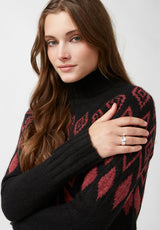 Buffalo David Bitton Massima Black Women's Long Sleeve Mock Neck Sweater Dress - SD0001H Color BLACK