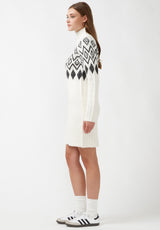 Buffalo David Bitton Massima Ivory Women's Long Sleeve Mock Neck Sweater Dress - SD0001H Color IVORY