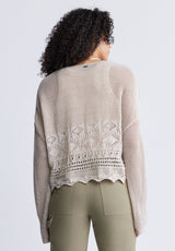 Buffalo David Bitton Cornelia Women's Crochet Cropped Sweater, Tan - SW0056S Color TAN