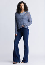 Buffalo David Bitton Cornelia Women's Crochet Cropped Sweater, Denim Blue - SW0056S Color DARK DENIM