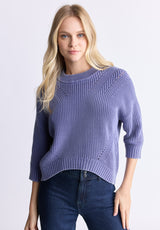 Buffalo David Bitton Kassanda Women's 3/4 Sleeve Knit Sweater, Blue - SW0100H