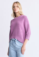 Buffalo David Bitton Kassanda Women's 3/4 Sleeve Knit Sweater, Purple - SW0100H