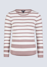 Buffalo David Bitton Scotlyn Women's Striped Long-Sleeve Sweater, White & tan - SW0103H