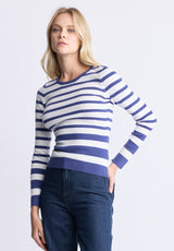 Buffalo David Bitton Scotlyn Women's Striped Long-Sleeve Sweater, White & blue - SW0103H