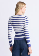 Buffalo David Bitton Scotlyn Women's Striped Long-Sleeve Sweater, White & blue - SW0103H