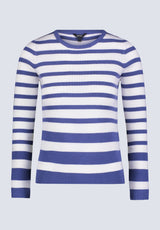Buffalo David Bitton Scotlyn Women's Striped Long-Sleeve Sweater, White & blue - SW0103H