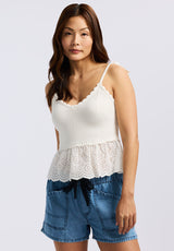 Picabo Women's Textured Cotton Peplum Top, Blanc - SW0109P