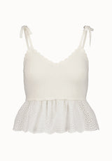 Picabo Women's Textured Cotton Peplum Top, Blanc - SW0109P