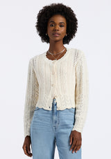 Emmanuelle Women's Scalloped Hem Open-Knit Cardigan, Parchment - SW0110P