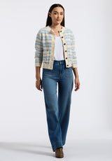 Buffalo David Bitton Amaranth Women's Striped Knit Cardigan with Front Pockets Color CLOUD