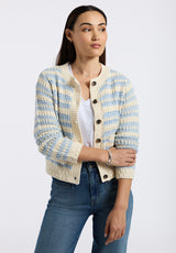 Amaranth Women's Striped Open Knit Cardigan, Cloud & Blue - SW0113P