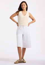 Buffalo David Bitton Merrybell Women's Pointelle Knit Vest with Button-Down Front Color EGRET