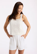 Buffalo David Bitton Thalassa Women's Crochet Tank Top Color BLANC
