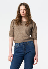 Bettey Women's Puff Shoulder Short-Sleeve Sweater color CEDAR