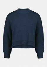 Seema Women's Dropped Sleeve Loose-Fit Cropped Sweater color OCEANA