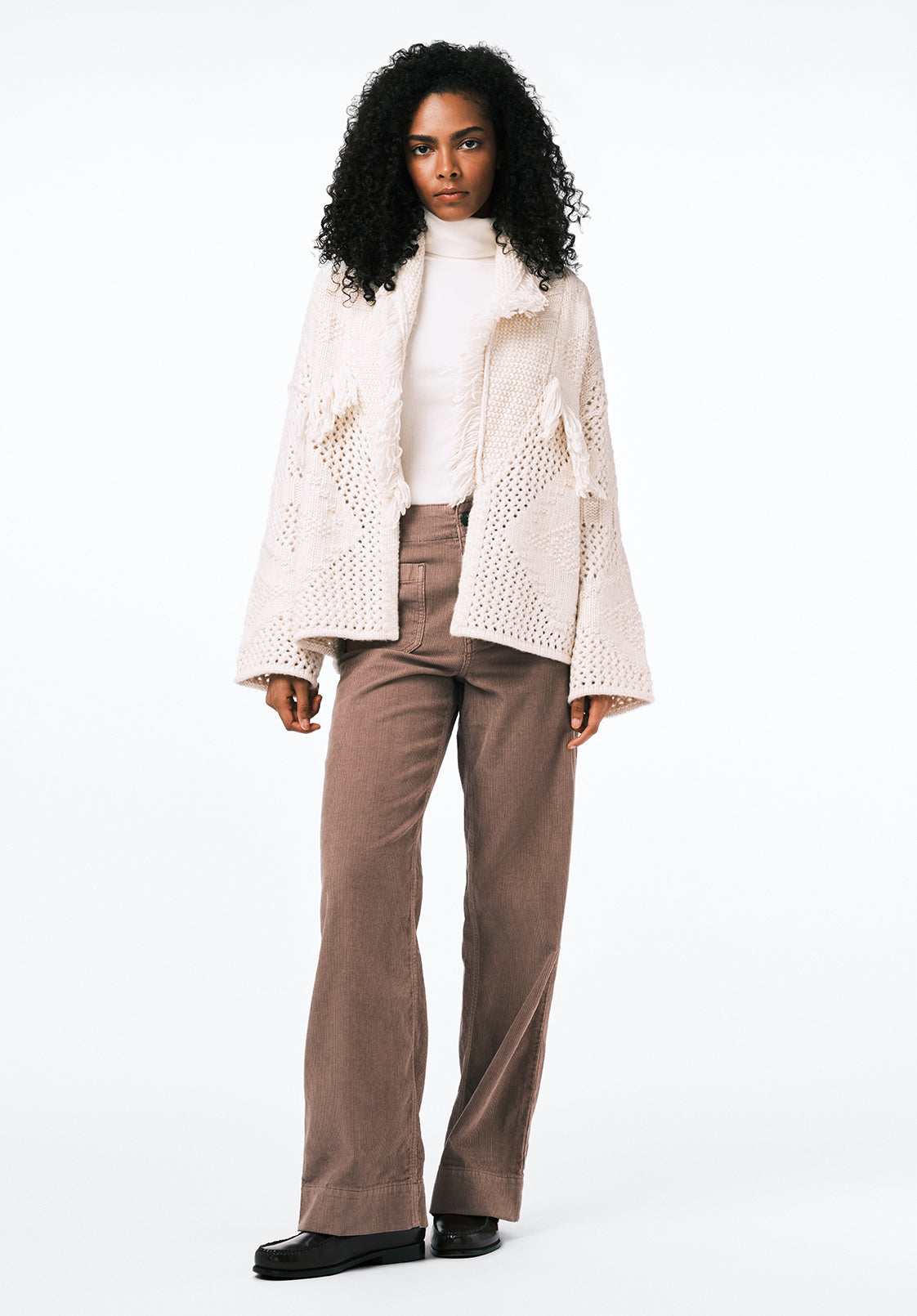 トップス Eaphi FRONT BOUCLE KNIT CARDIGAN Agatha Women's Fringe Open-Knit Cardigan, Oatmeal – Buffalo Jeans