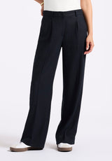 Buffalo David Bitton Adelina Women's Linen Blend Wide-Leg Pants Color BLACK