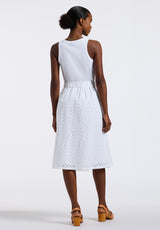 Buffalo David Bitton Drea Women's Sleeveless Tank Dress with Eyelet Embroidered Skirt Color WHITE