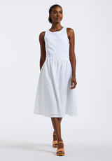 Buffalo David Bitton Drea Women's Sleeveless Tank Dress with Eyelet Embroidered Skirt Color WHITE