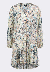 Buffalo David Bitton Darya Women's Boho-Print Long-Sleeve Mini Dress with Button Front and Tiered Hem Color PAISLEY