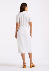Buffalo David Bitton Carlene Women's Button-Down Midi Dress with Waist Tie Color BLANC