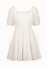 Lara Jean Women's Eyelet Trim Mini Dress, Bright White - WD0100P