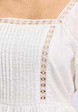 Buffalo David Bitton Lara Jean Women's Eyelet Trim Mini Dress color BRIGHT WHITE