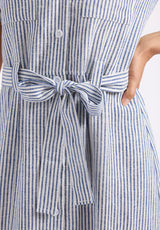 Buffalo David Bitton Carlene Women's Striped Button-Down Midi Dress with Waist Tie Color