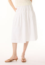 Buffalo Skirts White Woven Skirts Midi Skirt Elastic Waistband