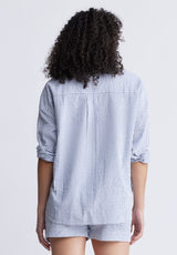 Buffalo David Bitton Selea Women's Long Sleeve Seersucker Shirt, Blue - WT0110S Color NAUTICAL