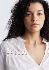 Buffalo David Bitton Selyse Women's Long Sleeve Crop Blouse, White - WT0117S Color WHITE