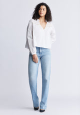 Buffalo David Bitton Selyse Women's Long Sleeve Crop Blouse, White - WT0117S Color WHITE