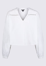 Buffalo David Bitton Selyse Women's Long Sleeve Crop Blouse, White - WT0117S Color 