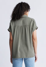Buffalo David Bitton Milly Women's Short Sleeve Shirt, Khaki - WT0132S Color BURNT OLIVE