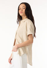 Solana Women's Linen Short-Sleeve Button-Up Shirt, Beige - WT0172P