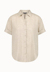 Solana Women's Linen Short-Sleeve Button-Up Shirt, Beige - WT0172P
