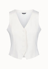 Coraline Women's Linen Button-Up Vest, White - WT0173P