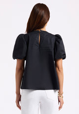 Buffalo David Bitton Leonella Women's Puff Sleeve Embroidered Blouse Color BLACK