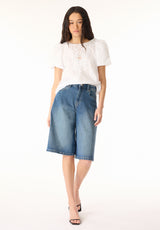Buffalo Women Shirts White Woven Woven Short Sleeve Round Neckline Puff Sleeve