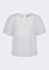 Buffalo David Bitton Leonella Women's Puff Sleeve Embroidered Blouse Color WHITE
