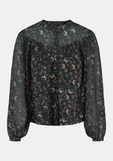 Clara Anne Women's Sheer Floral Button-Front Blouse color VINTAGE FLORAL