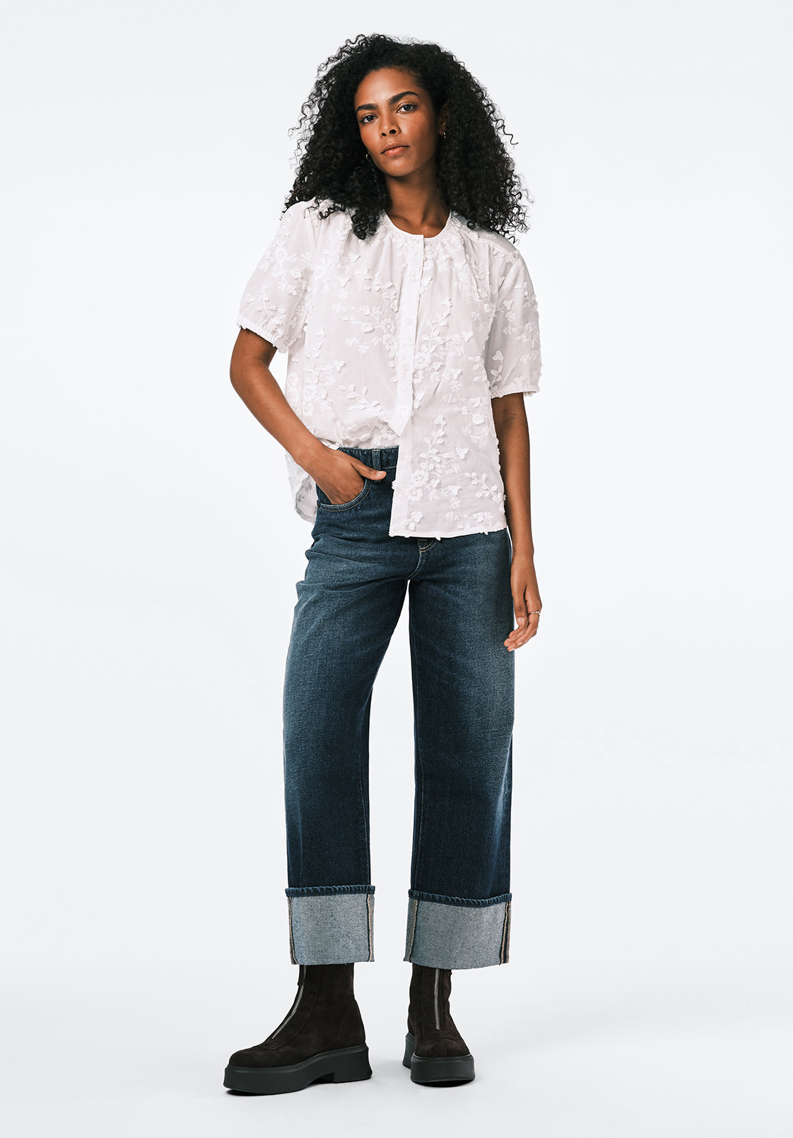 Titha Women's Short Sleeve Embroidered Blouse, White – Buffalo Jeans