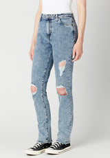 Buffalo David Bitton HIGH RISE STRAIGHT Contrasted & Torn JAYDEN Jeans - BL15815 Color INDIGO