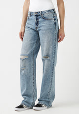 Buffalo David Bitton Low & Loose Gwen Sanded Jeans - BL15873 Color INDIGO