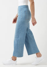 Buffalo David Bitton High Rise Cropped and Buttoned Adela Jeans - BL15874 Color INDIGO