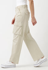 Buffalo David Bitton Low Rise Straight Gia Beige Cargo Pants - BL15915 Color TURTLEDOVE
