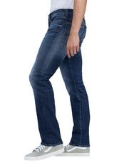 Buffalo David Bitton Straight Six Men's Jeans in Veined and Crinkled Indigo - BM22828 Color INDIGO