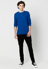Buffalo David Bitton Wamill Cotton Henley - BM23691 Color TRUE BLUE