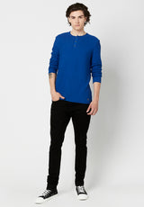 Buffalo David Bitton Wamill Cotton Henley - BM23691 Color TRUE BLUE
